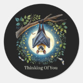 Leuk denken van je aanpasbare vleermuis ronde sticker (Voorkant)