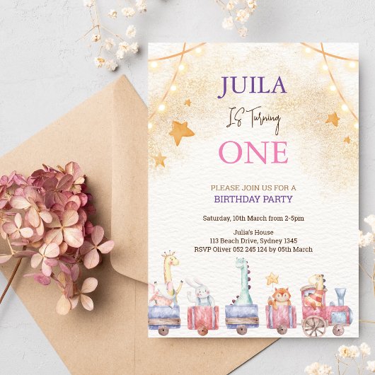 Leuk dier 1e verjaardagsfeestje kaart