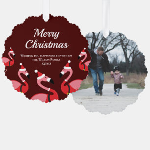 Leuk Dier Flamingo Santa Foto Kerstmis Ornament Kaart