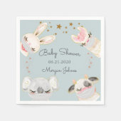 Leuk dier gezichtsmaskers baby shower monogram servet (Voorkant)