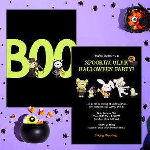 Leuk Dier Kinder Spooktacular Halloween Party Kaart