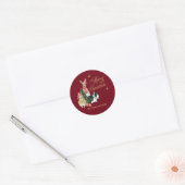 Leuk dier met kerstboom ronde sticker (Envelop)