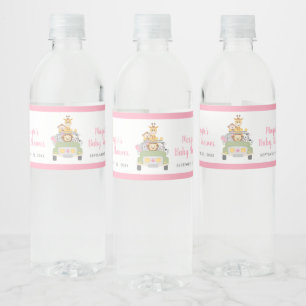 Leuk Dier Oerwoud Safari Roze Baby Meisje Douche Waterfles Etiket