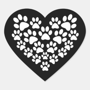 Leuk dier patroon zwart wit poot print hart sticker