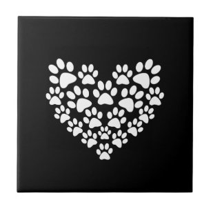 Leuk dier patroon zwart wit poot print hart tegeltje