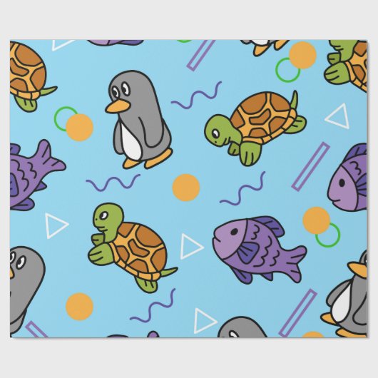 Leuk Dierlijk Ontwerp Naadloos Patroondocument Cadeaupapier (Vlak)