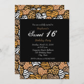 Leuk dierlijk patroon harten Sweet 16 Uitnodiging (Voorkant / Achterkant)