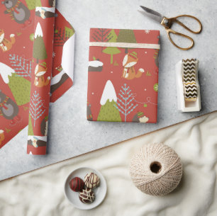 Leuk draag, vos, & grappige egel kinder vakantie cadeaupapier