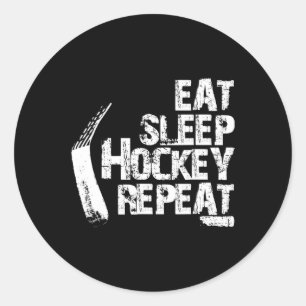 Leuk Eet Slaap IJshockey Herhaal cadeau Ronde Sticker