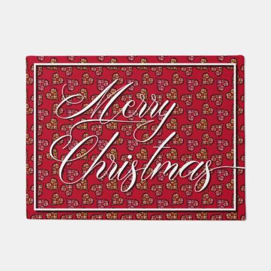 Leuk & Elegant Boho Hearts Rood  Patroon Deurmat (Voorkant)