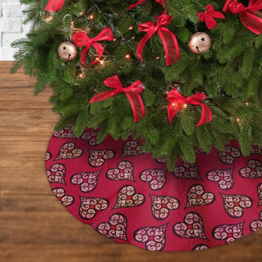 Leuk & Elegant Boho Hearts Rood Patroon Kerstboom Rok