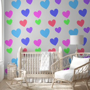 Leuk & Elegant Helder Kleurrijk Hartpatroon Behang
