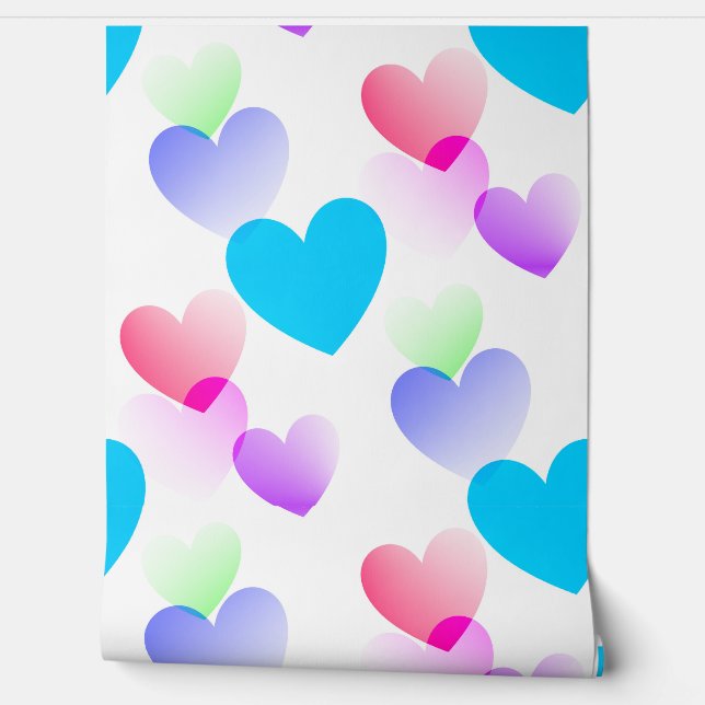 Leuk & Elegant Kleurrijk Gliding Hearts Arts Patro Behang (Afrollen)