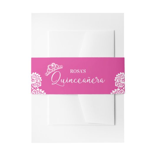 Leuk Elegant Meisje Roze Kroon Quinceanera Prinses Uitnodigingen Wikkel (Voorkant Voorbeeld)