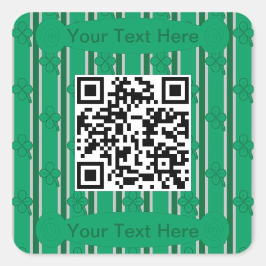 Leuk en Fancy 4 Leaf Clover QR Code Vierkante Sticker (Voorkant)