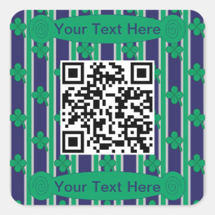 Leuk en Fancy 4 Leaf Clover QR Code Vierkante Sticker