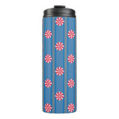 Leuk en Fancy Blauw Kerst Peppermint Snoep Thermosbeker (Voorkant)
