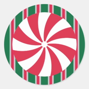 Leuk en Fancy Kerst Peppermint Snoep Ronde Sticker