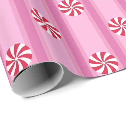 Leuk en Fancy Roze Kerst Peppermint Snoep Cadeaupapier (Rol Hoek)