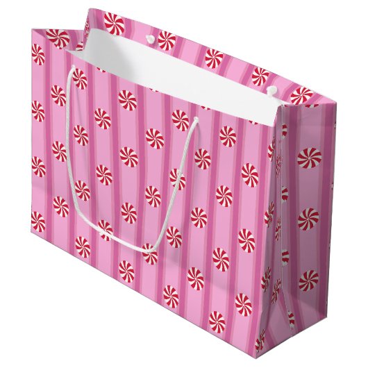 Leuk en Fancy Roze Kerst Peppermint Snoep Groot Cadeauzakje (Voorkant Gekanteld)