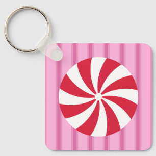 Leuk en Fancy Roze Kerst Peppermint Snoep Sleutelhanger