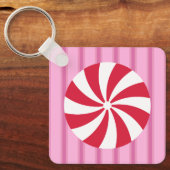 Leuk en Fancy Roze Kerst Peppermint Snoep Sleutelhanger (Voorkant)