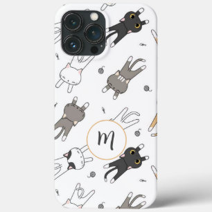 Leuk en grillig kattenpatroon Uw Monogram iPhone 13 Pro Max Hoesje