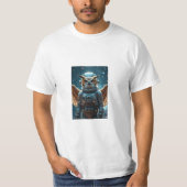 Leuk en kleurrijk mannen t-shirt met astronaut uil (Voorkant)
