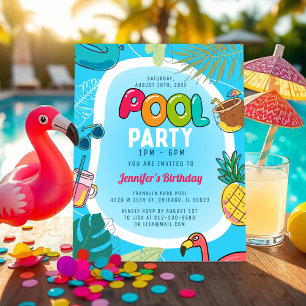Leuk en kleurrijk poolparty Palm Zwemmen Verjaar
