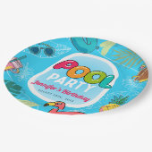 Leuk en kleurrijk poolparty | Palm Zwemmen Verjaar Papieren Bordje (Gekanteld)