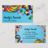 Leuk en kleurrijk Snoep Shop Sweets Store Zakelijk Visitekaartje (Voorkant / Achterkant)