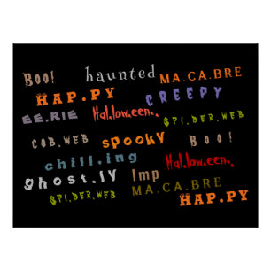 Leuk en kleurrijk typografie patroon, Halloween Perfect Poster