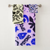 Leuk en Leuk Paarse Blauw en Zwart Halloween Bad Handdoek (Insitu)