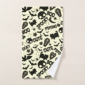 Leuk en Leuk Paarse Blauw en Zwart Halloween Bad Handdoek (Handdoek)