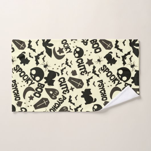 Leuk en Leuk Paarse Blauw en Zwart Halloween Bad Handdoek (Handdoek)