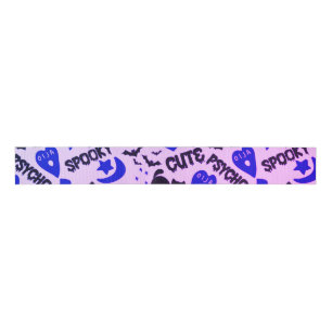Leuk en Leuk Paarse, Blauwe en Zwarte Halloween Grosgrain Lint