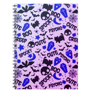 Leuk en Leuk Paarse, Blauwe en Zwarte Halloween Notitieboek