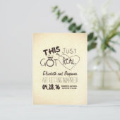 leuk en schattig save the date - DIT IS NET ECHT G Aankondigingskaart (Staand voorkant)