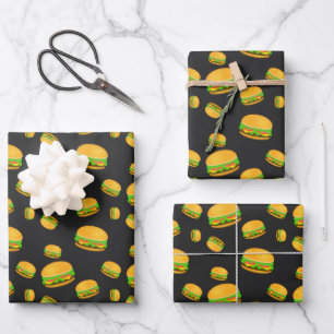 Leuk en vet cool burgerpatroon donkergrijs inpakpapier vel