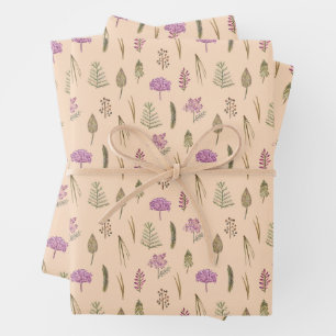 Leuk Engels Paarse Violet Bloemen Thema Party Inpakpapier Vel