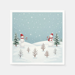 Leuk feest en maaltijd met sneeuwpop servet