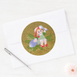 Leuk feestelijk Schattige kerstmeisje Ronde Sticker