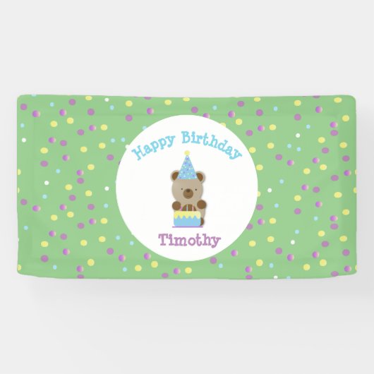 Leuk feestje Teddy Bear Verjaardag Spandoek (Horizontaal)