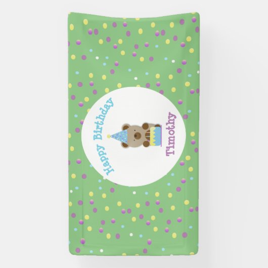 Leuk feestje Teddy Bear Verjaardag Spandoek (Verticaal)