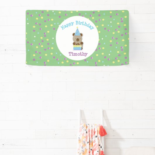 Leuk feestje Teddy Bear Verjaardag Spandoek (Insitu)