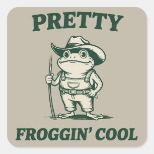 Leuk Froggin Cool Frog Toad Meme Liefhebbers Vinta Vierkante Sticker
