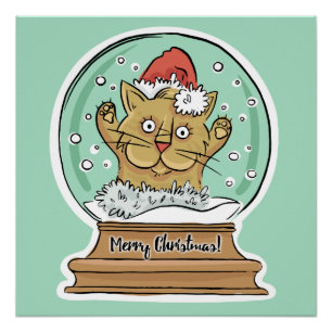 Leuk Funny Christmas Cat poster Perfect Poster