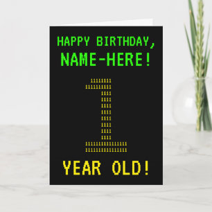 Leuk, Geeky, Nerdy "1 JAAR OUD!" Verjaardag Kaart
