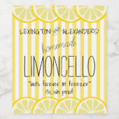 Leuk geel gestreept Limoncello flesetiket | Wijn Etiket (Enkel label)
