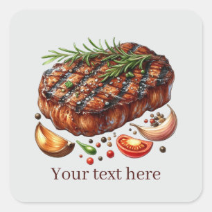 Leuk gegrilde steak aanpasbaar vierkante sticker
